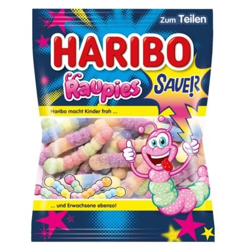 Haribo Raupies skābās želejas konfektes 160g