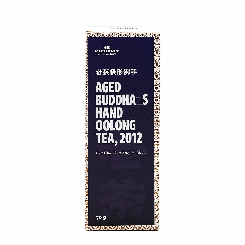 Izturētā Budas rokas oolong tēja, 2012 (Lao Cha Tiao Xing Fo Shou (2012))