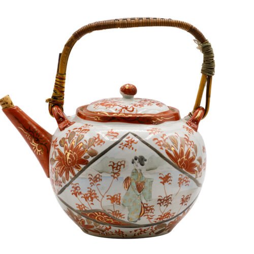Japāņu vintage Kutani rokām apgleznota tējkanna # 93717