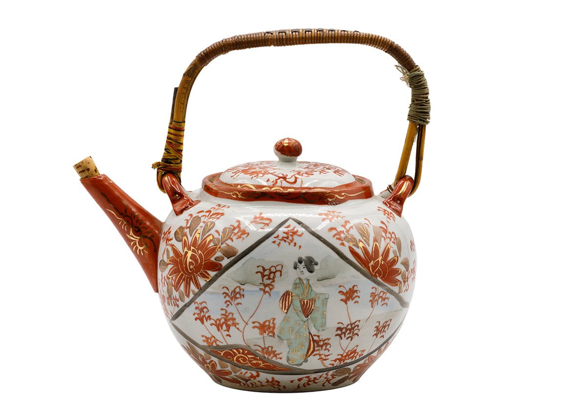 Japāņu vintage Kutani rokām apgleznota tējkanna # 93717
