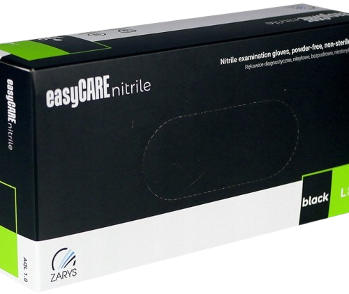 EASYCARE Nitrile cimdi bez pūdera, melni, L, 100gab