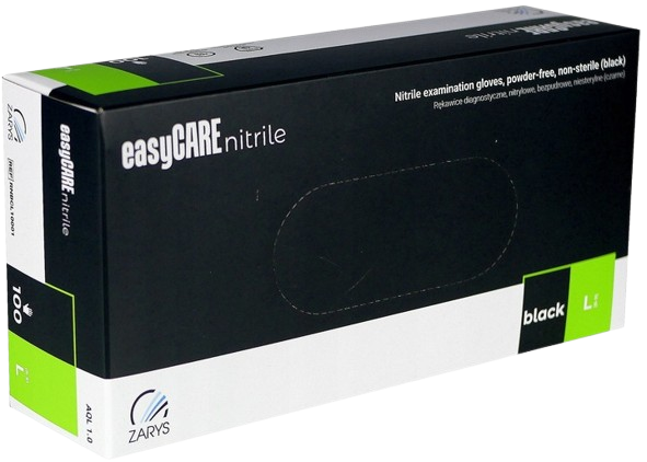 EASYCARE Nitrile cimdi bez pūdera, melni, L, 100gab