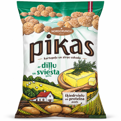 PIKAS kartupeļu un zirņu uzkoda ar diļļu un sviesta garšu 100 g