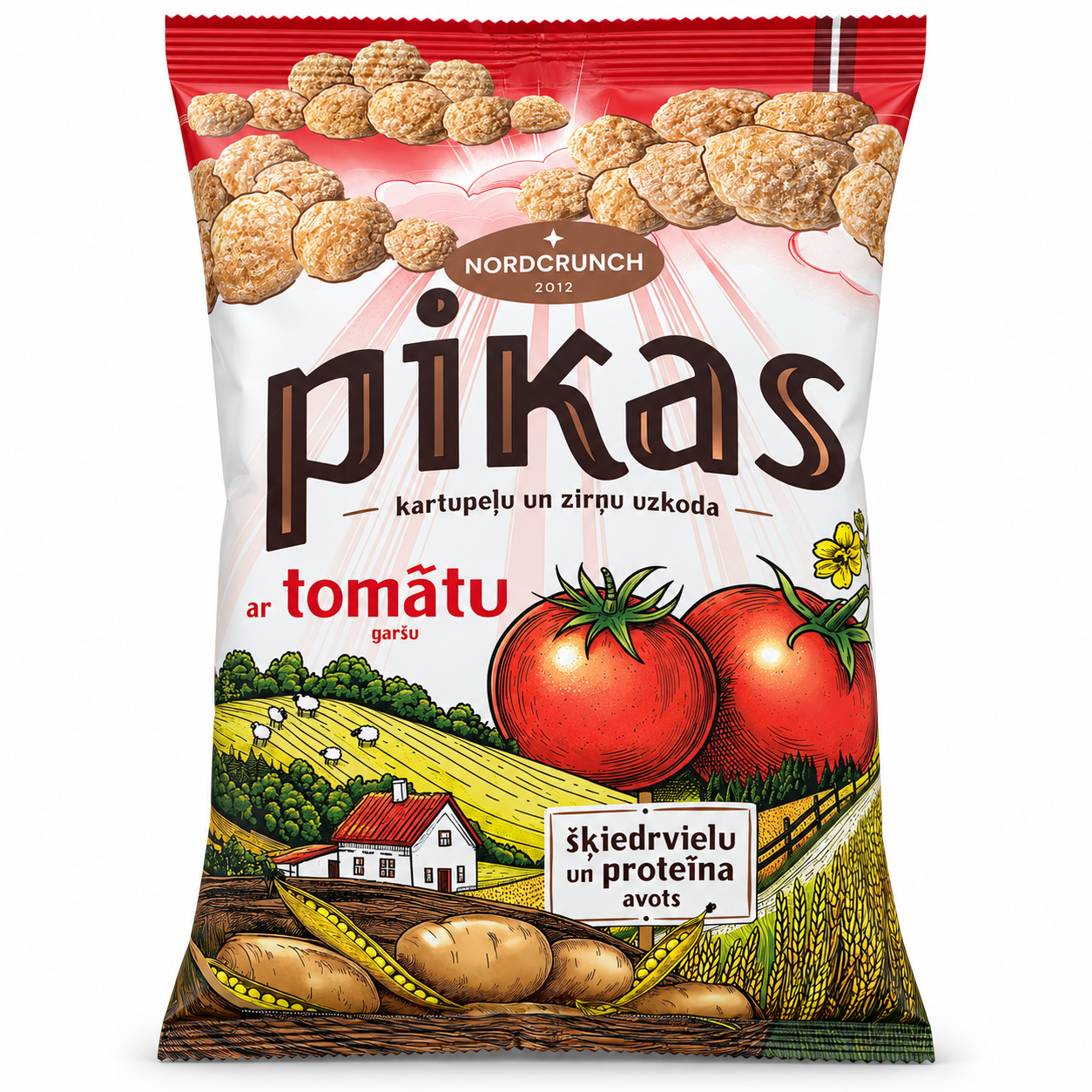 PIKAS kartupeļu un zirņu uzkoda ar tomātu garšu 100 g