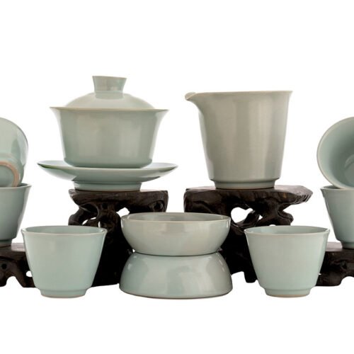 Ruyao plaisu glazūras tējas ceremonijas komplekts ar gaiwan, 20 gab.