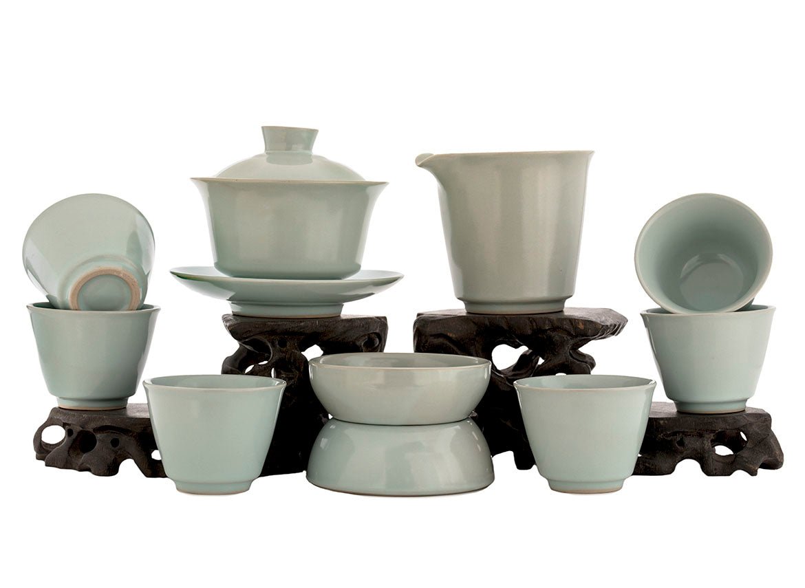 Ruyao plaisu glazūras tējas ceremonijas komplekts ar gaiwan, 20 gab.